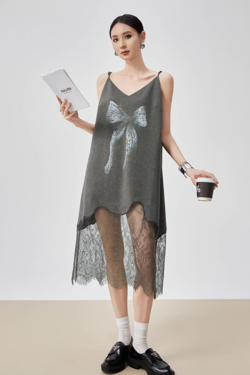 Lace Spliced Camisole Dress