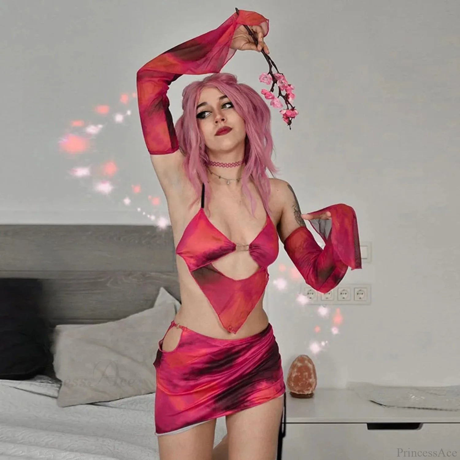 Lace-up Bandage Bodycon Mini Skirt Two Piece Set Lace-up Bandage Bodycon Mini Skirt Two Piece Set