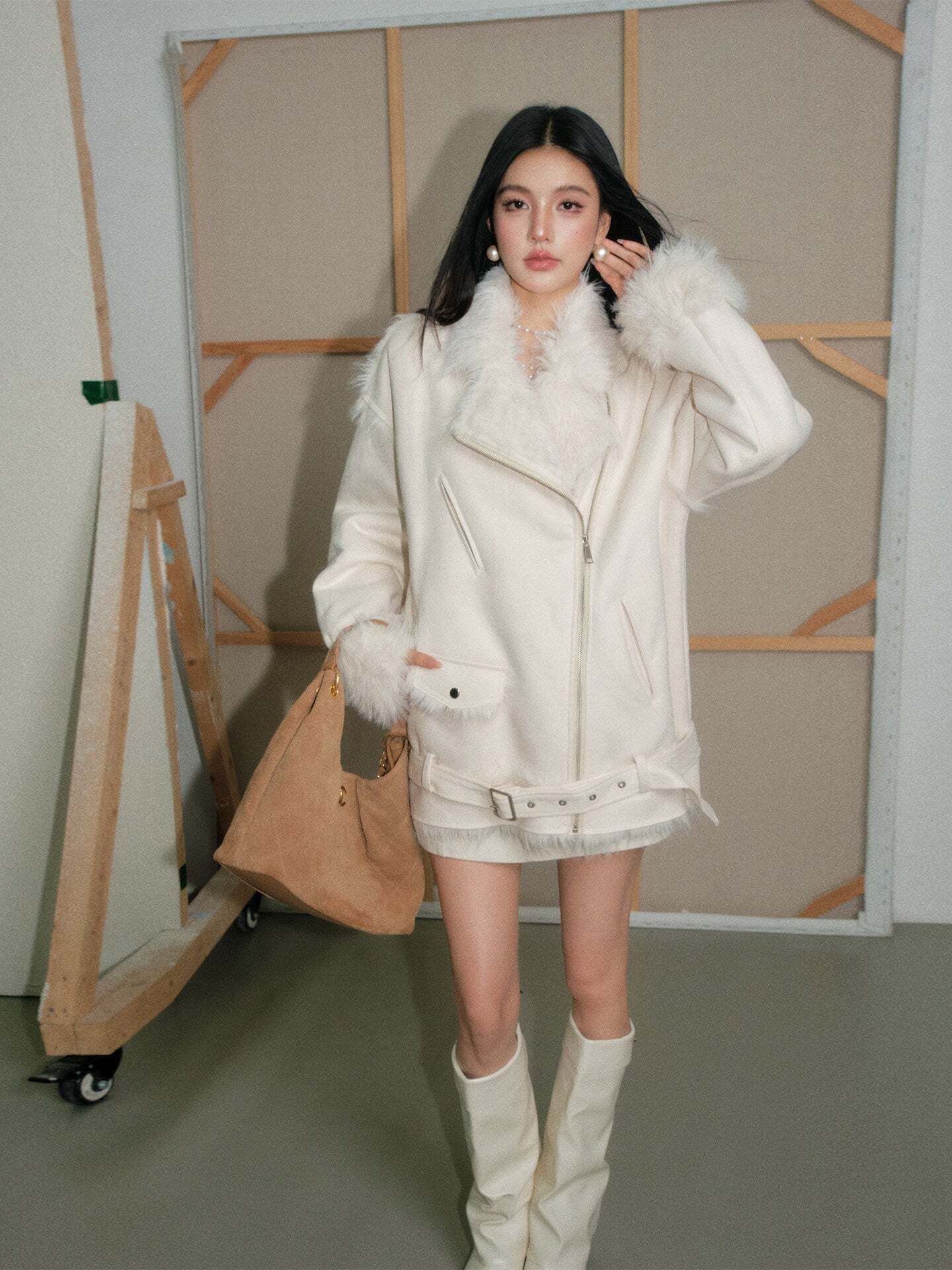 Lapel Faux Leather Jacket Lapel Faux Leather Jacket