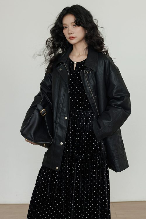 Lapel Leather Jacket