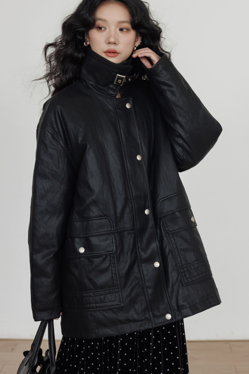 Lapel Leather Jacket