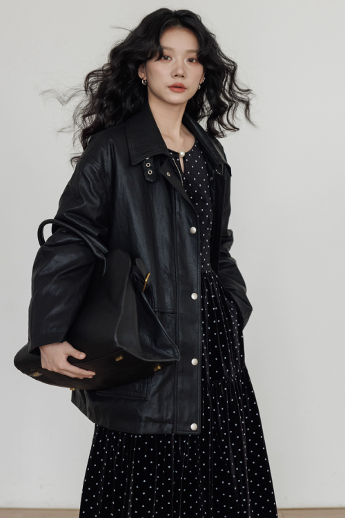 Lapel Leather Jacket