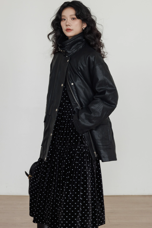 Lapel Leather Jacket