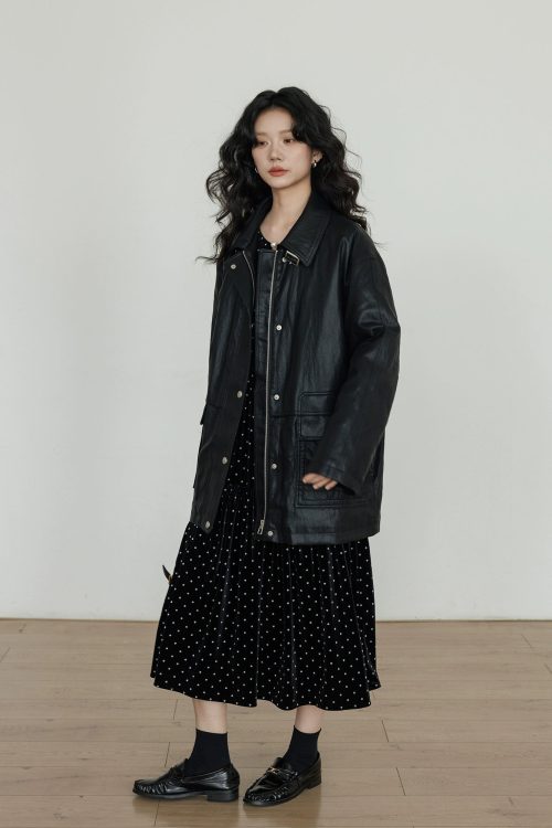 Lapel Leather Jacket