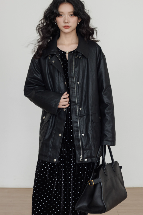 Lapel Leather Jacket