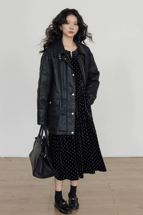 Lapel Leather Jacket