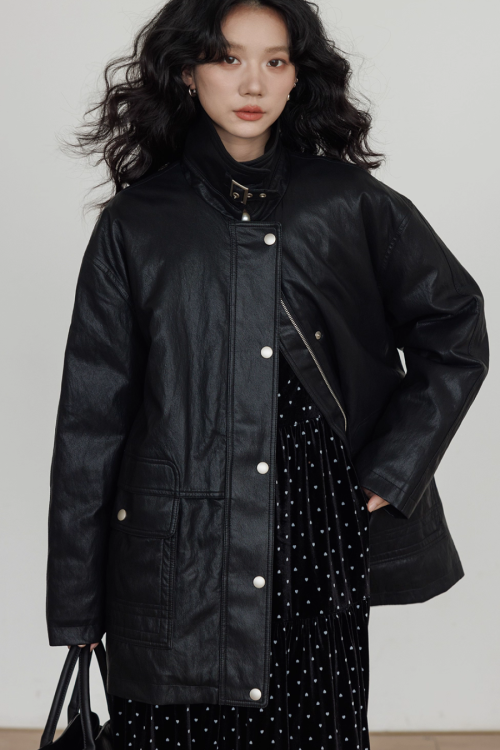 Lapel Leather Jacket