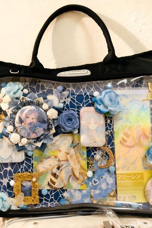 Large Black Convertible Ita Bag with Clear Window for Plushies and Pins