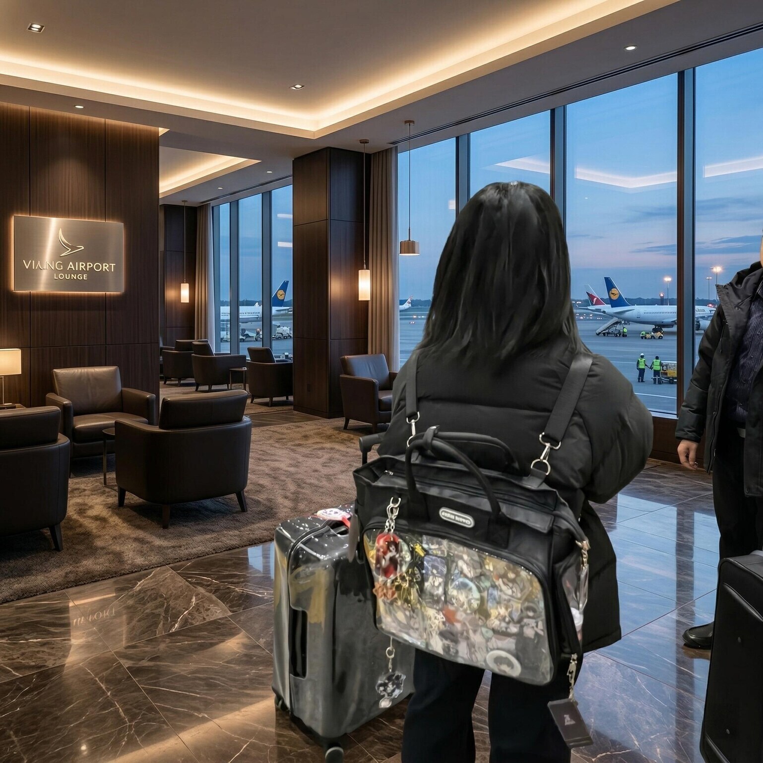 Large Black Convertible Ita Bag with Clear Window for Plushies and Pins Large Black Convertible Ita Bag with Clear Window for Plushies and Pins