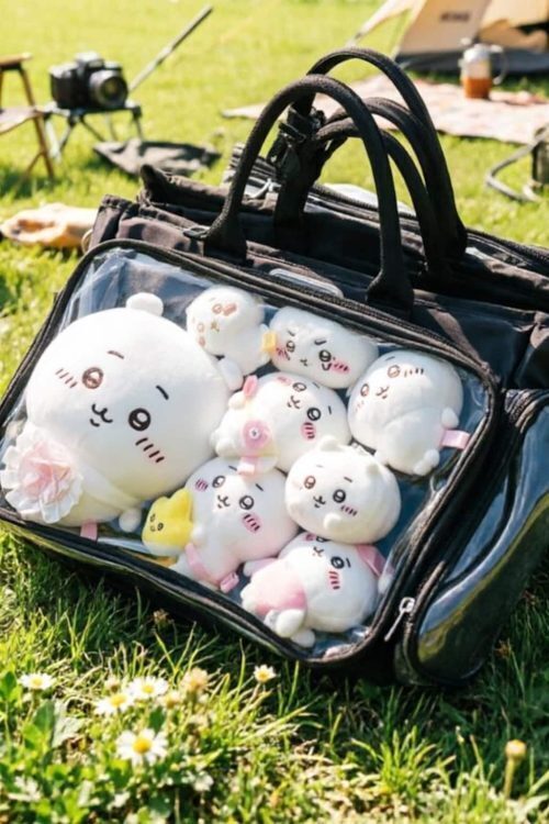 Large Black Convertible Ita Bag with Clear Window for Plushies and Pins