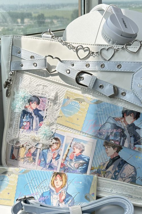 Large Black Gothic Ita Tote Bag with Clear Window and Included Insert for Pin Display