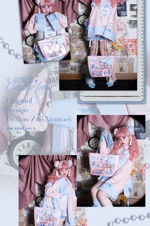 Large Black Gothic Ita Tote Bag with Clear Window and Included Insert for Pin Display