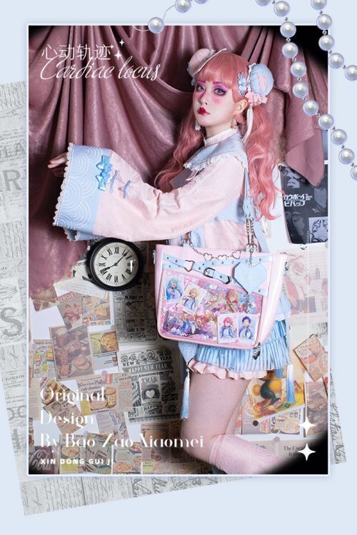 Large Black Gothic Ita Tote Bag with Clear Window and Included Insert for Pin Display