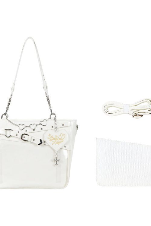 Large Black Gothic Ita Tote Bag with Clear Window and Included Insert for Pin Display