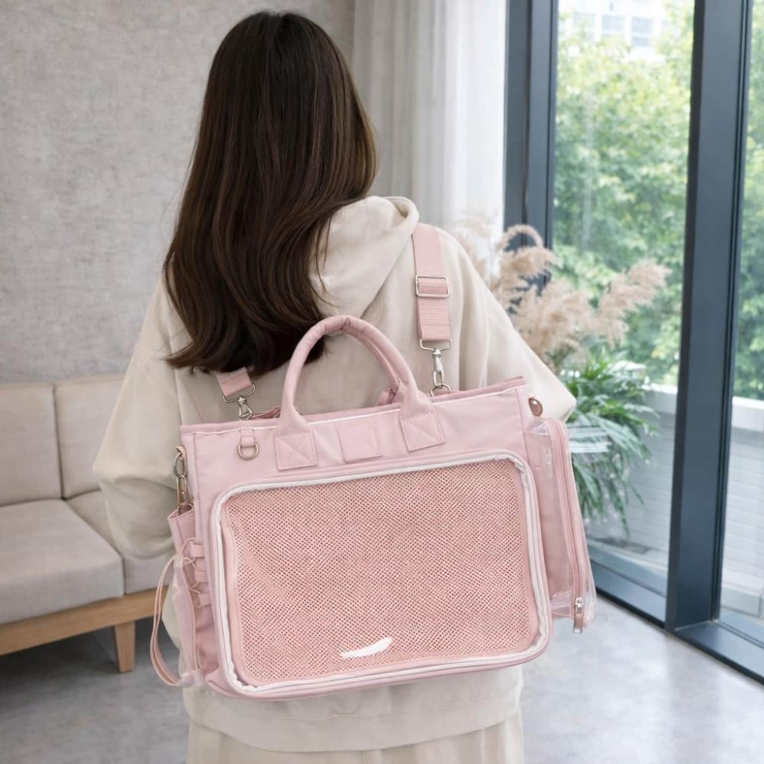 Large Black Ita Backpack with Clear Window for Photocards and Pins Large Black Ita Backpack with Clear Window for Photocards and Pins