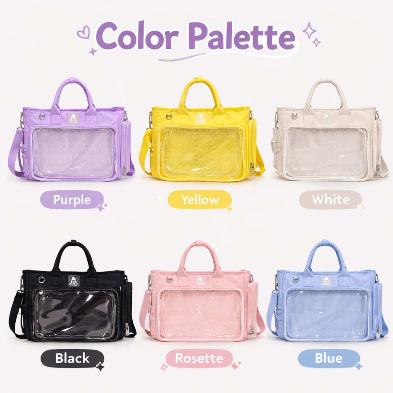 Large Black Ita Backpack with Clear Window for Photocards and Pins Large Black Ita Backpack with Clear Window for Photocards and Pins