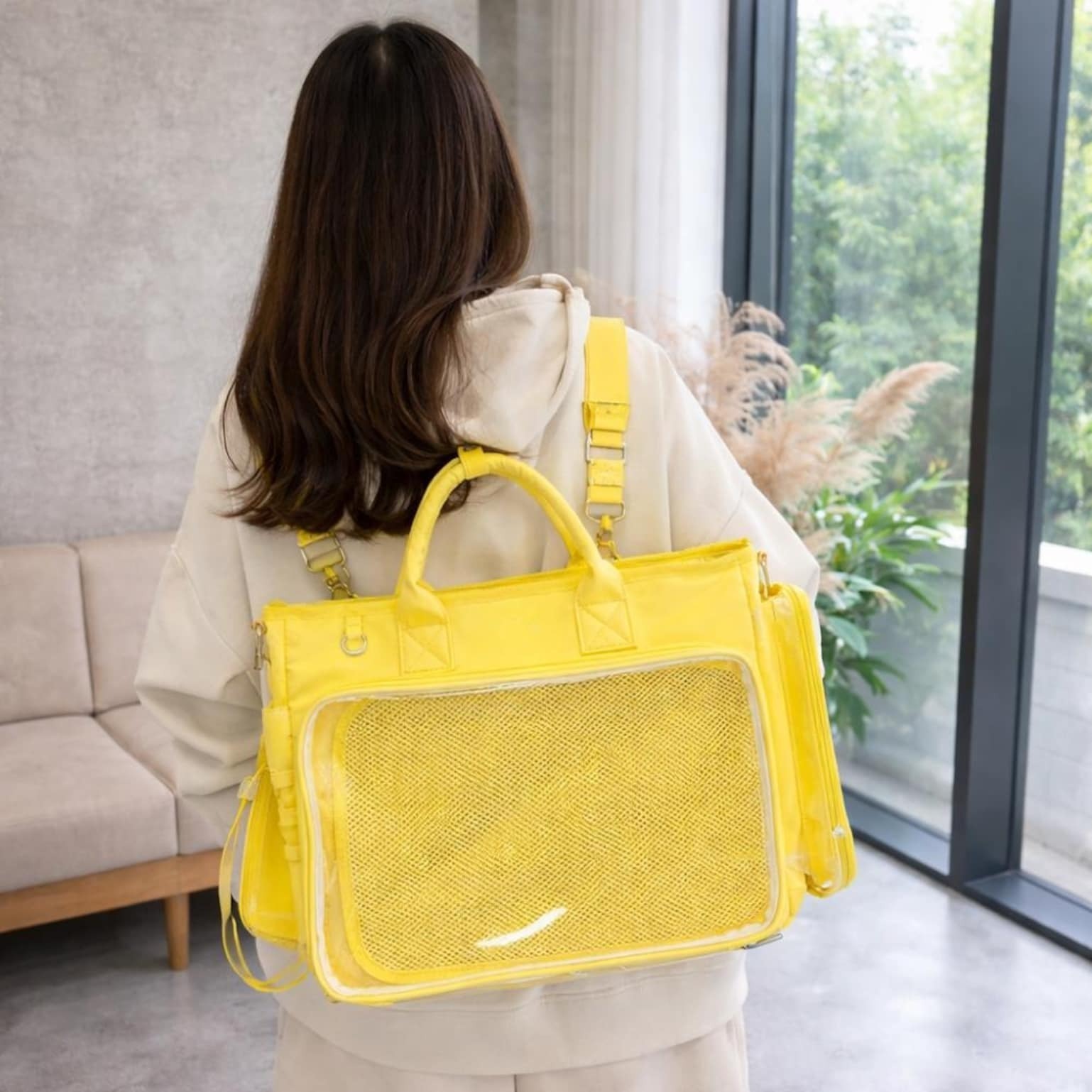 Large Black Ita Backpack with Clear Window for Photocards and Pins Large Black Ita Backpack with Clear Window for Photocards and Pins