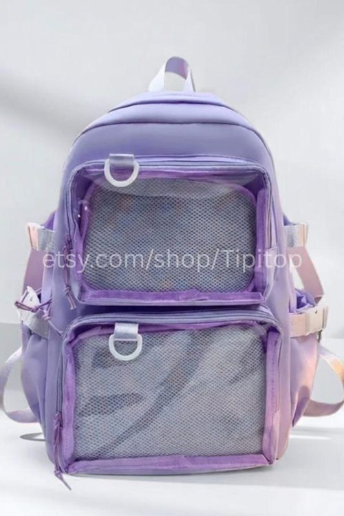 Large Black Ita Backpack with Clear Window for Pin Display
