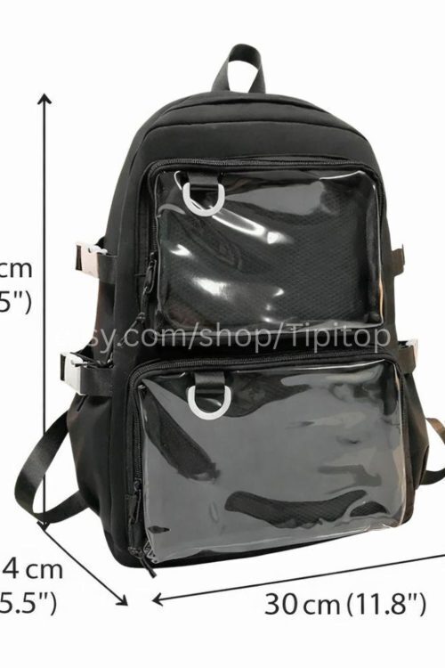 Large Black Ita Backpack with Clear Window for Pin Display