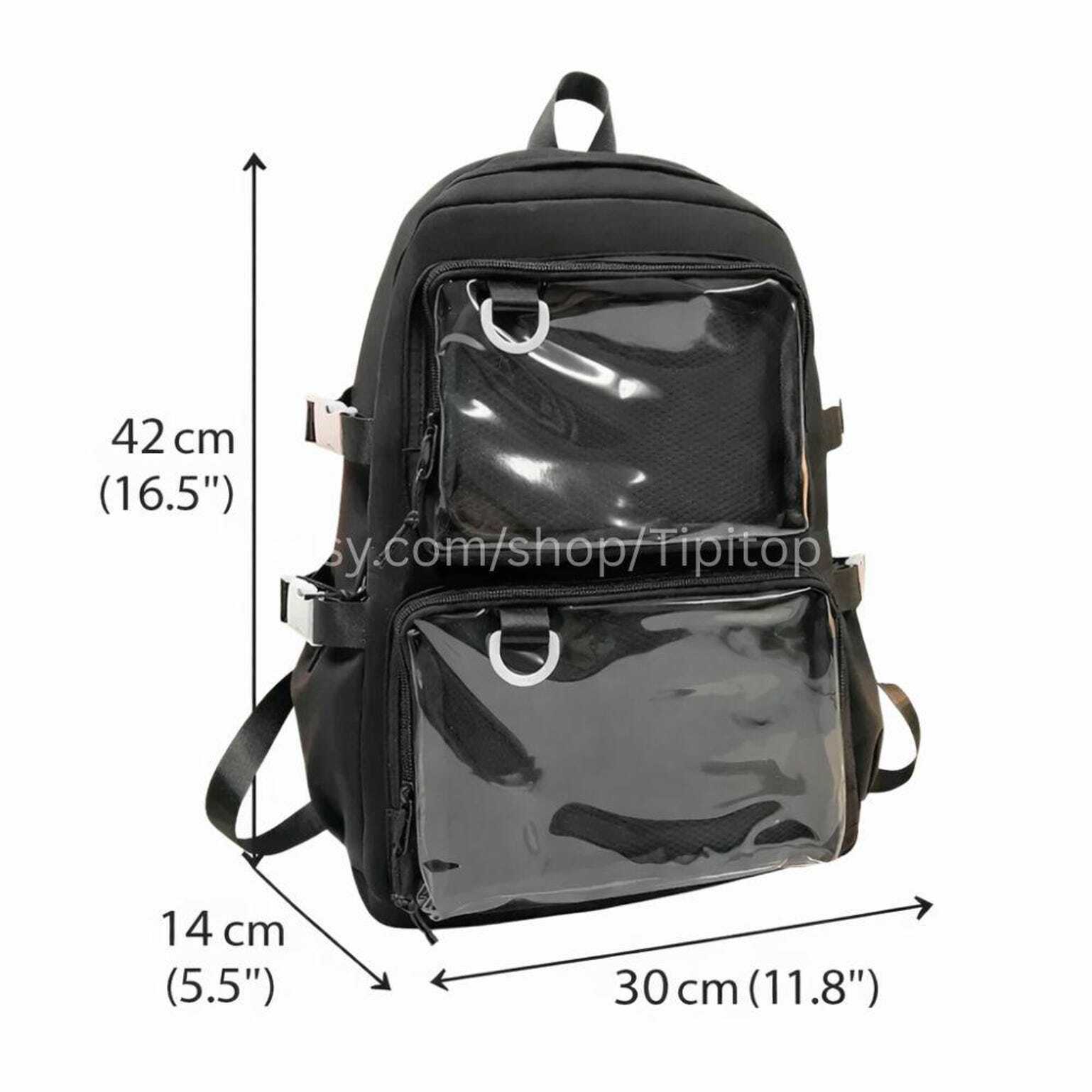 Large Black Ita Backpack with Clear Window for Pin Display Large Black Ita Backpack with Clear Window for Pin Display