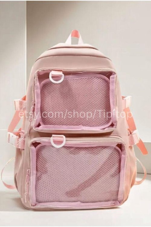 Large Black Ita Backpack with Clear Window for Pin Display