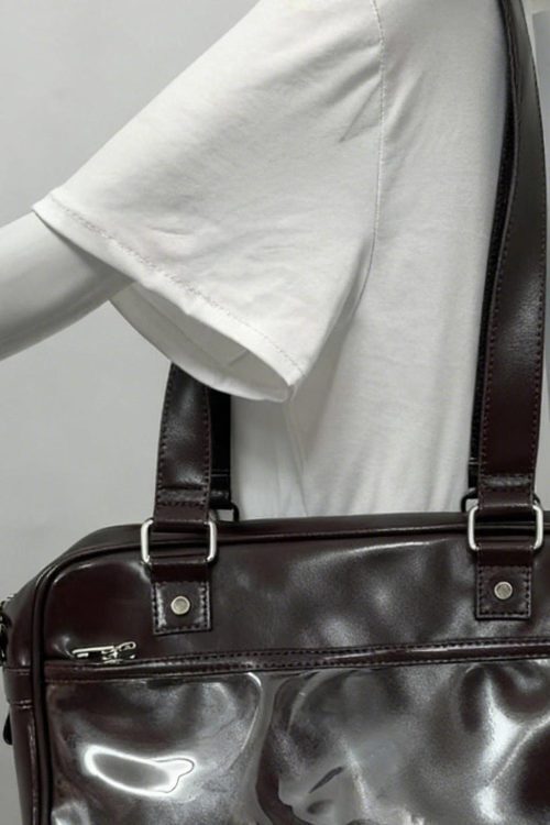 Large Black Ita Crossbody Bag with Clear Window for Pin Display