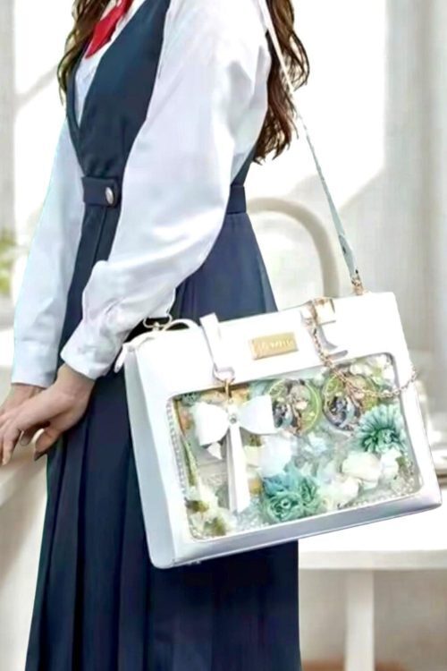 Large Black Ita Crossbody Bag with Clear Window