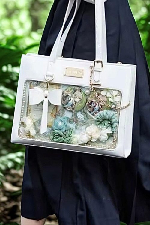 Large Black Ita Crossbody Bag with Clear Window