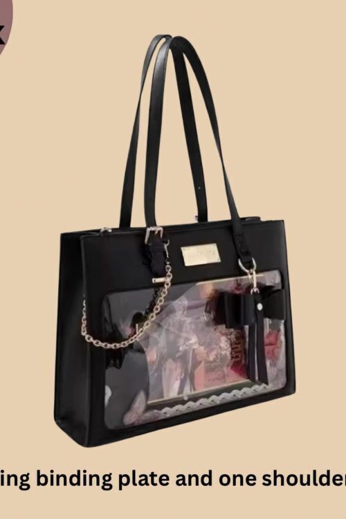 Large Black Ita Crossbody Bag with Clear Window