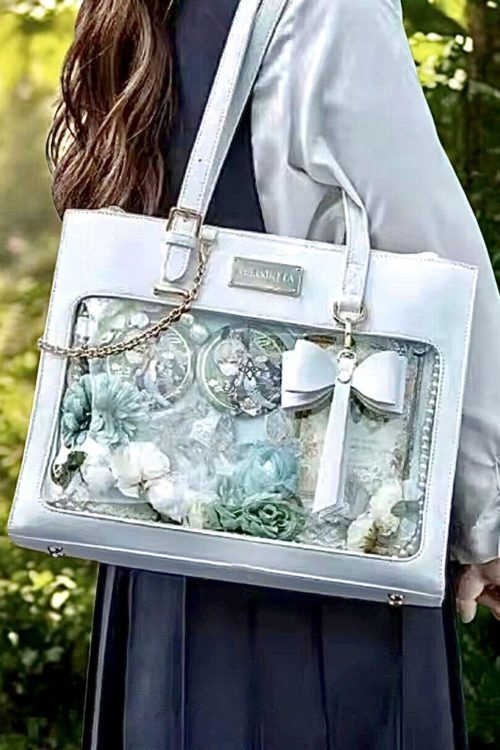 Large Black Ita Crossbody Bag with Clear Window