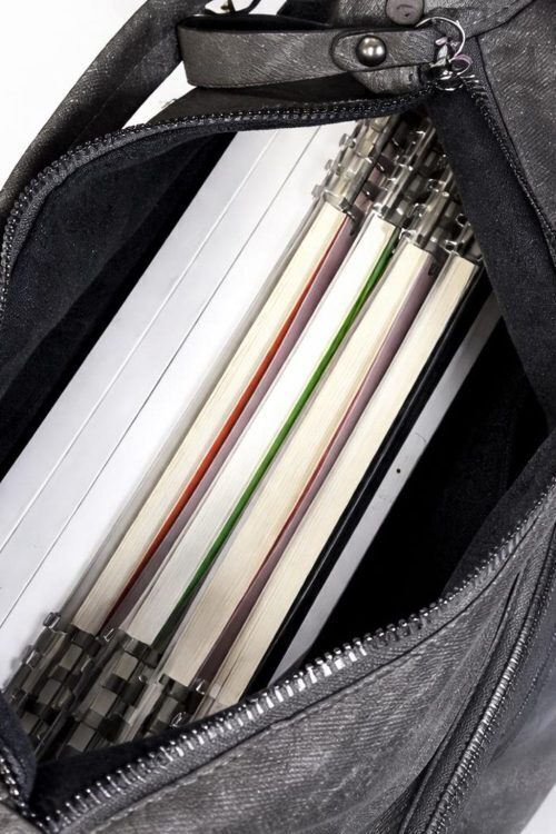 Large Black Ita Messenger Bag with Clear Window for Plushies and Pins