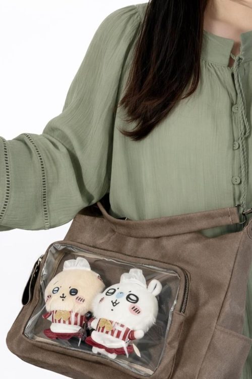 Large Black Ita Messenger Bag with Clear Window for Plushies and Pins