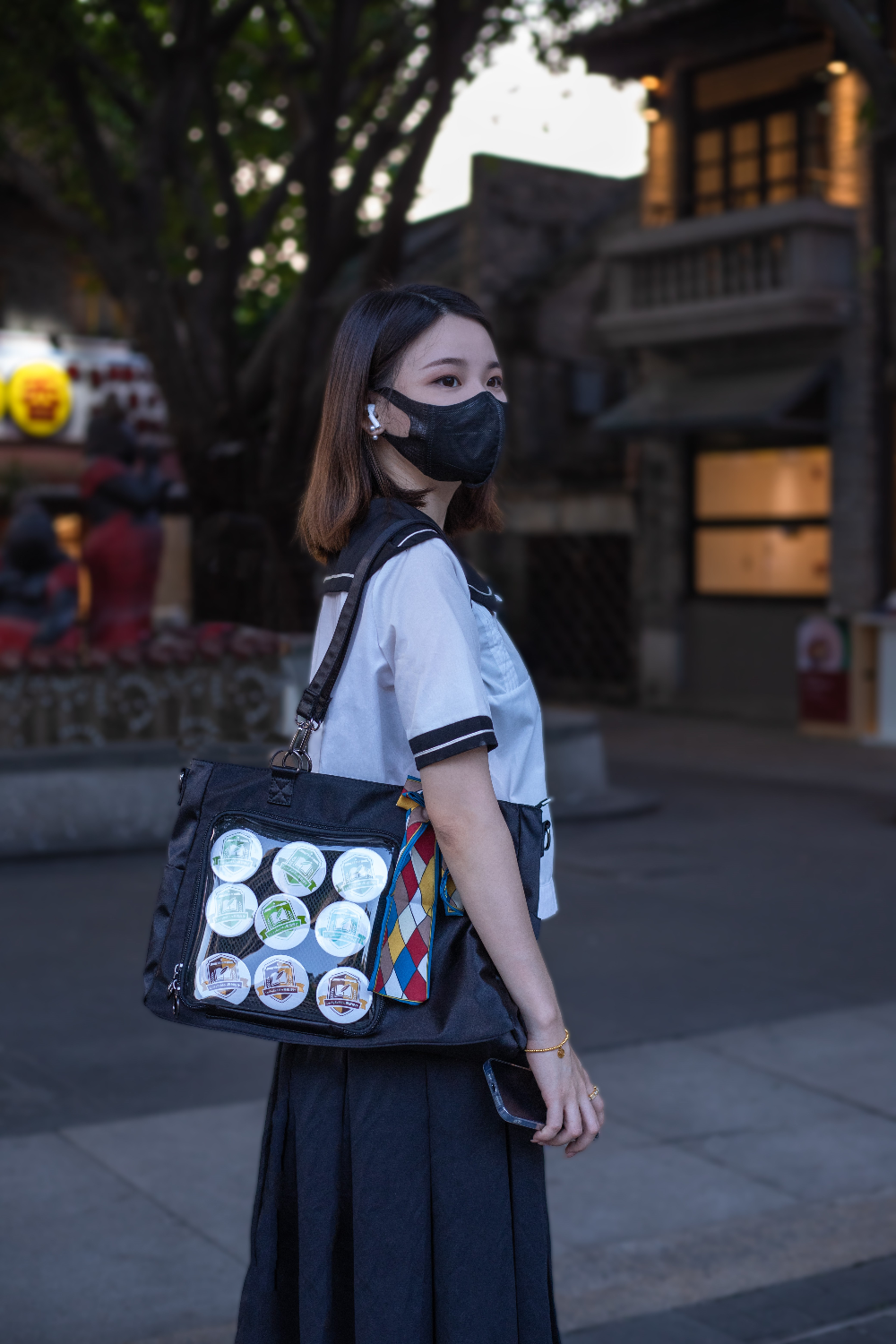 Large Black Ita Tote Bag with Clear Window and Included Insert for Pin Display Large Black Ita Tote Bag with Clear Window and Included Insert for Pin Display
