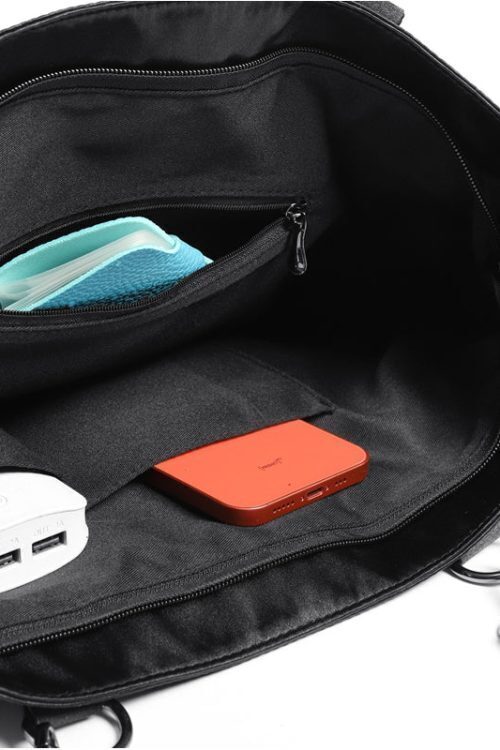 Large Black Ita Tote Bag with Clear Window and Included Insert for Pin Display