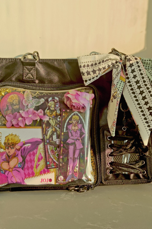 Large Black Ita Tote Bag with Clear Window and Included Insert for Pin Display