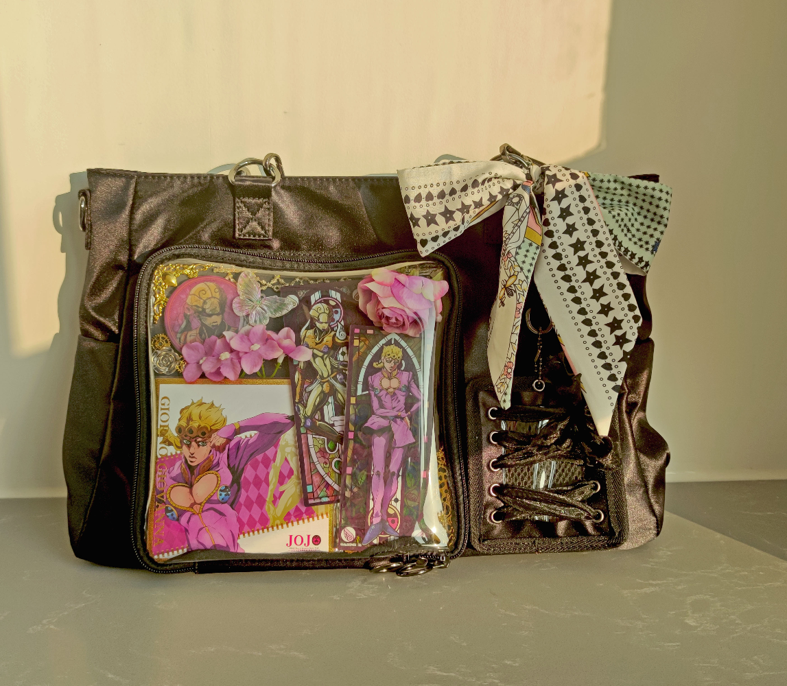 Large Black Ita Tote Bag with Clear Window and Included Insert for Pin Display Large Black Ita Tote Bag with Clear Window and Included Insert for Pin Display