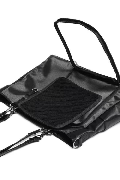 Large Black Ita Tote Bag with Clear Window and Included Insert for Pin Display