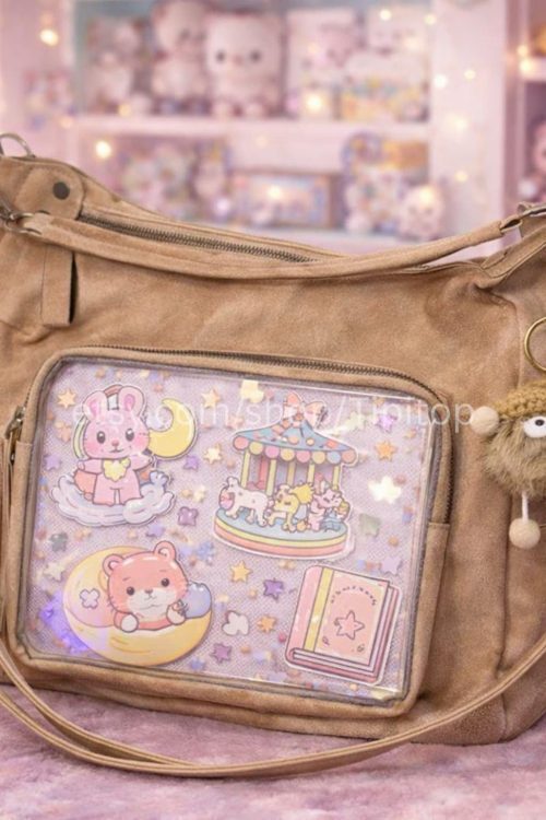 Large Black Kawaii Convertible Ita Bag for Plushies and Pins