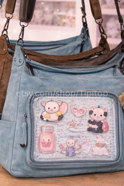 Large Black Kawaii Convertible Ita Bag for Plushies and Pins