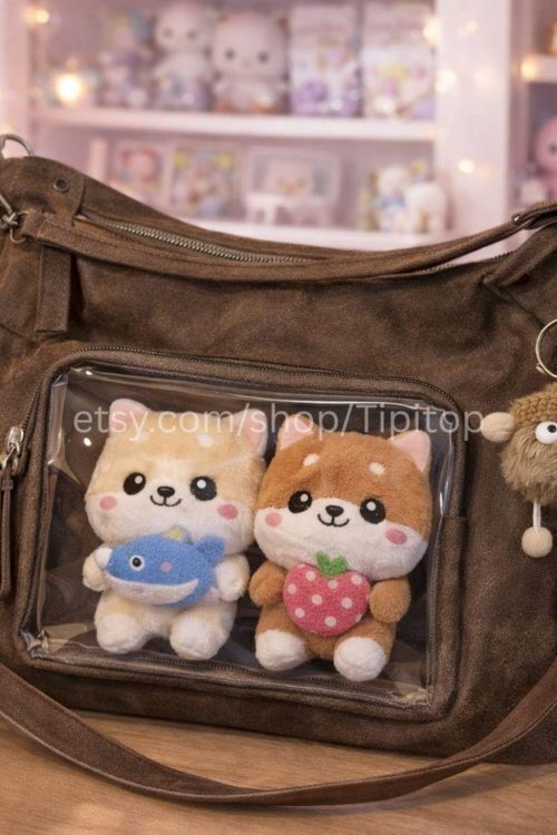 Large Black Kawaii Convertible Ita Bag for Plushies and Pins