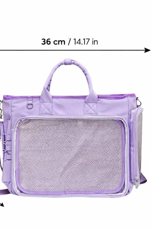 Large Black Kawaii Convertible Ita Bag with Clear Window for Photocards and Pins