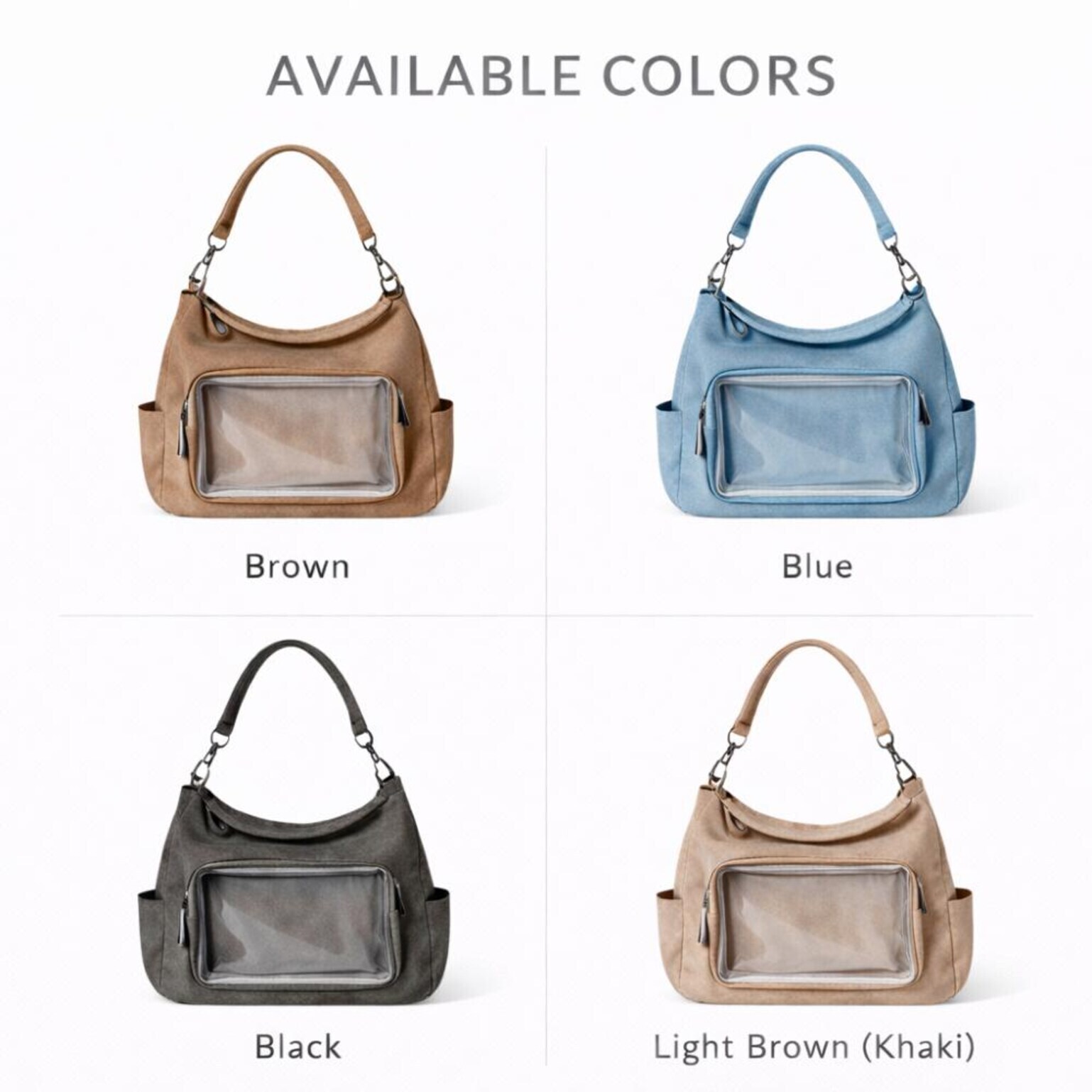 Large Black Kawaii Convertible Ita Bag with Clear Window for Plushies and Pins Large Black Kawaii Convertible Ita Bag with Clear Window for Plushies and Pins