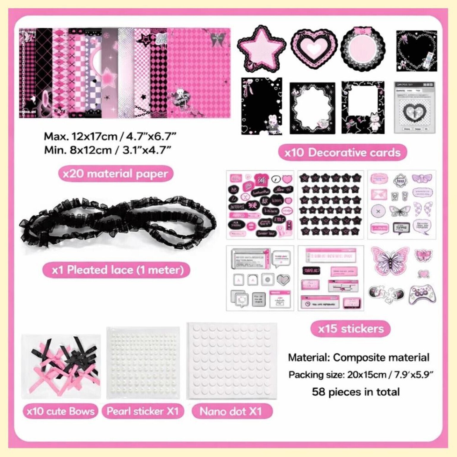 Large Black Kawaii Ita Messenger Bag with Clear Window for Plushies and Pins Large Black Kawaii Ita Messenger Bag with Clear Window for Plushies and Pins