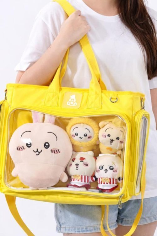 Large Black Kawaii Y2K Convertible Ita Bag with Clear Window for Photocards and Pins