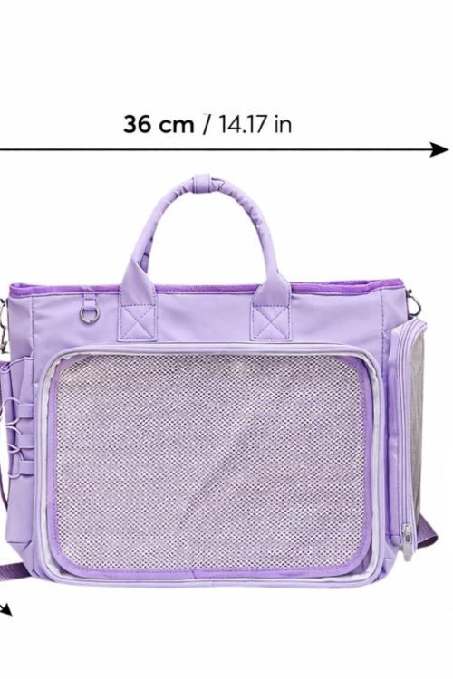 Large Black Kawaii Y2K Convertible Ita Bag with Clear Window for Photocards and Pins