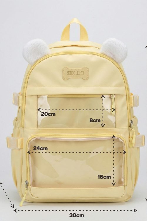 Large Black Kawaii Y2K Ita Backpack with Clear Window for Photocards and Pins