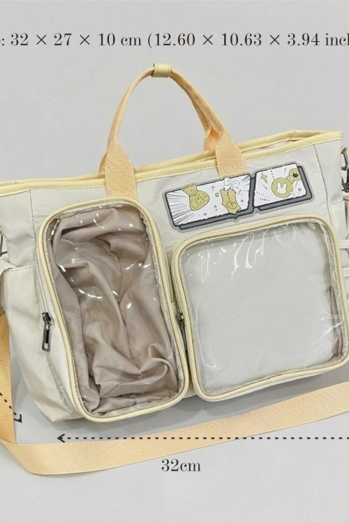 Large Black Kawaii Y2K Ita Backpack with Clear Window for Photocards and Pins