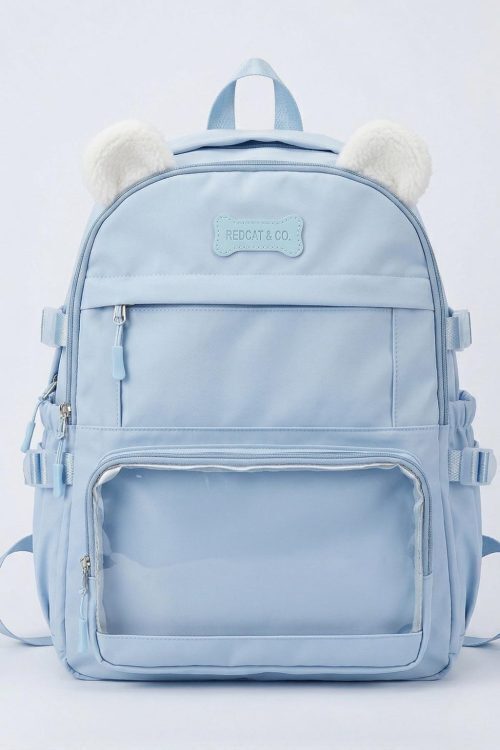 Large Black Kawaii Y2K Ita Backpack with Clear Window for Photocards and Pins