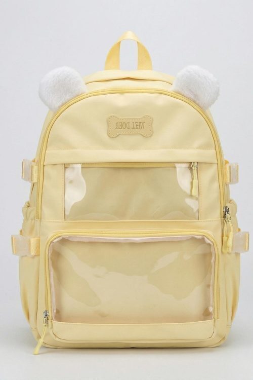 Large Black Kawaii Y2K Ita Backpack with Clear Window for Photocards and Pins