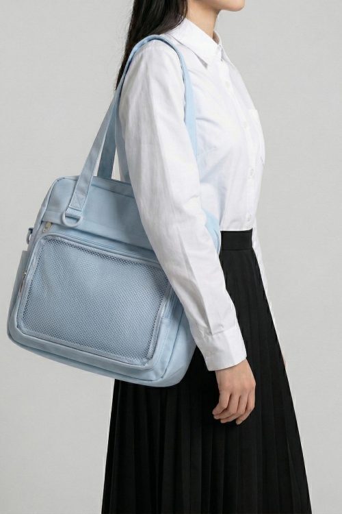 Large Black Kawaii Y2K Ita Backpack with Clear Window for Pin Display